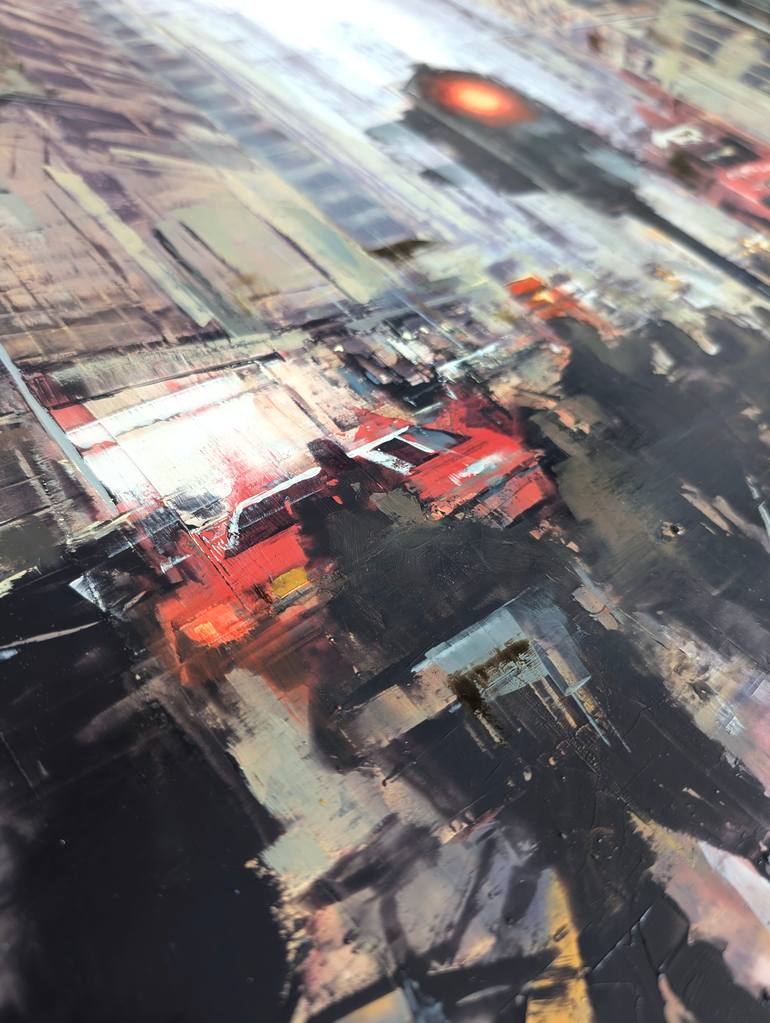 Original Abstract Cities Painting by Eduard Warkentin