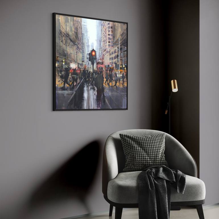 Original Abstract Cities Painting by Eduard Warkentin