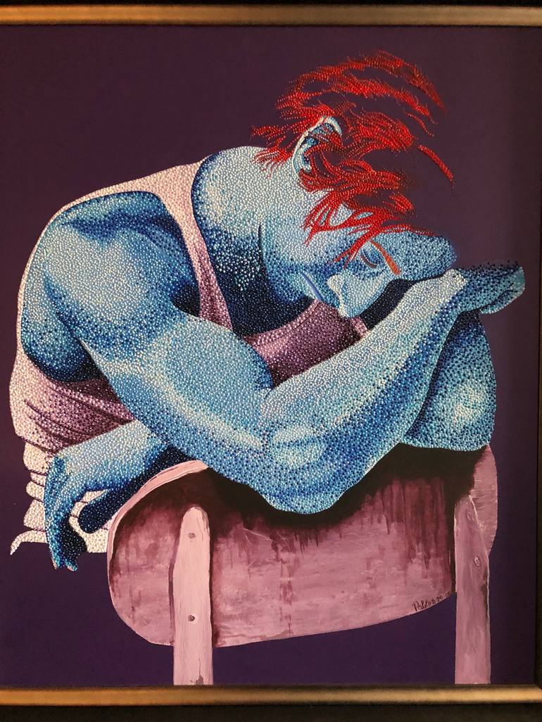 Original Expressionism People Painting by Luis Cermeno
