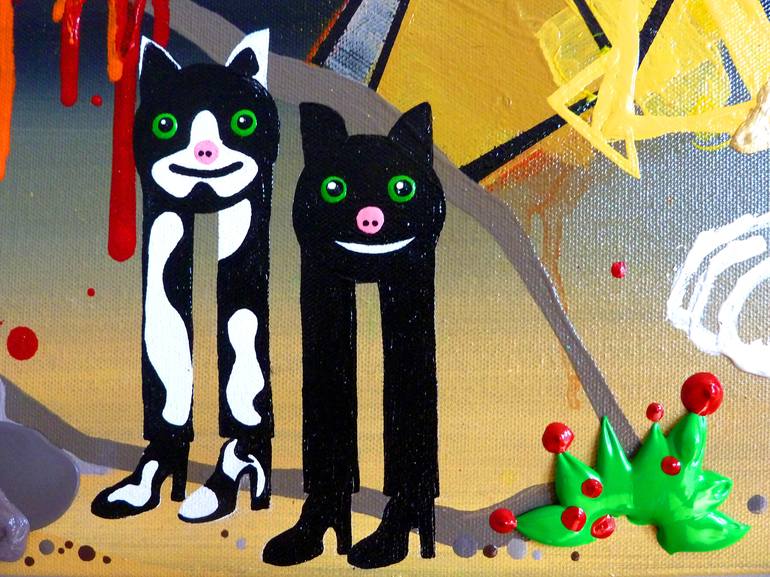 Original Cats Painting by Michael Tierney