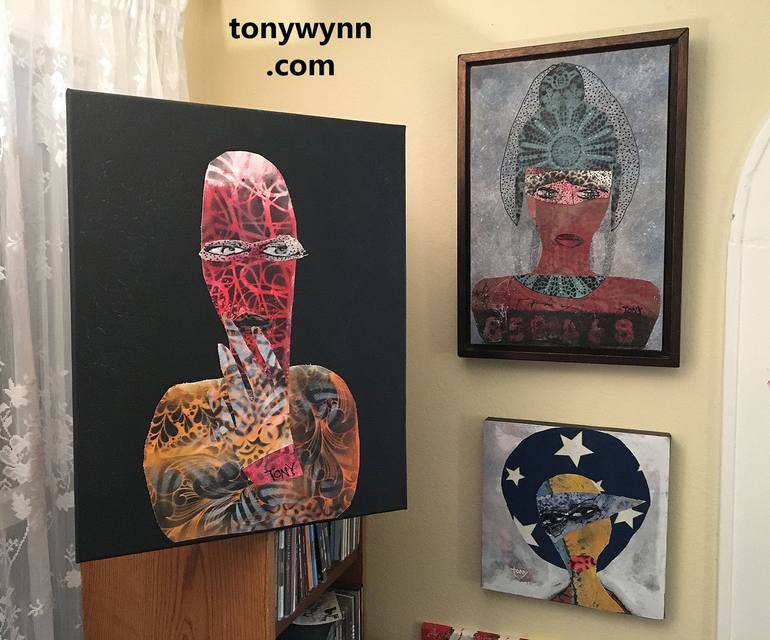 Original Abstract Portrait Collage by Tony Wynn
