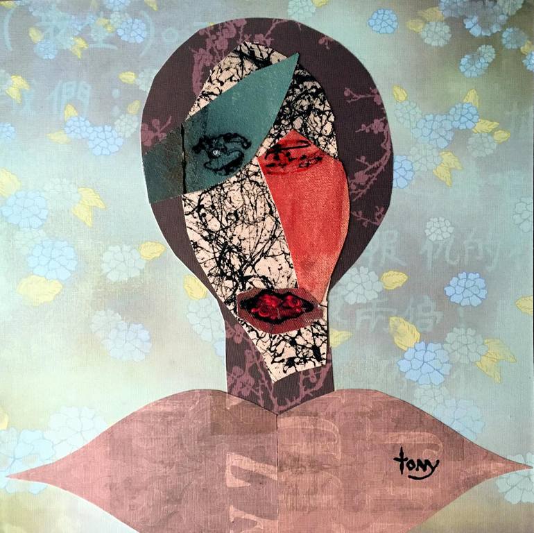 Original Abstract Portrait Collage by Tony Wynn