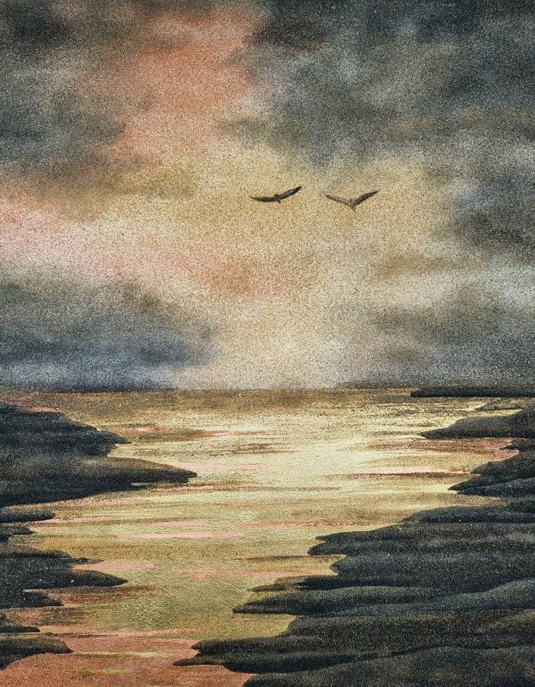 Original Realism Seascape Mixed Media by Nancy Tschetner