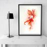 Red fish watercolor painting Fine art