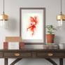 Red fish watercolor painting Fine art
