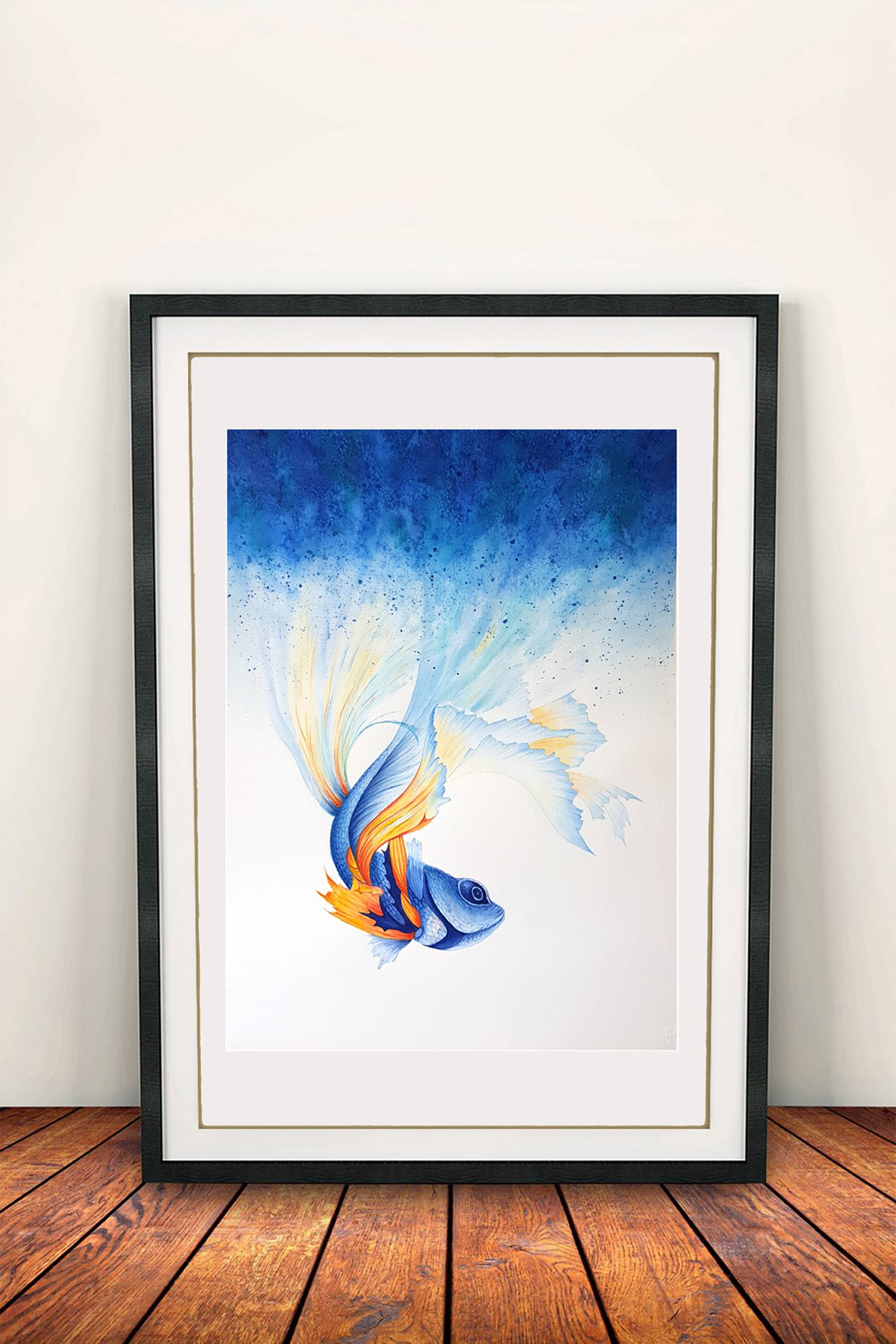 Blue Magic Fish Watercolor Painting Fine Art Painting By Svetlana Lileeva | Saatchi Art