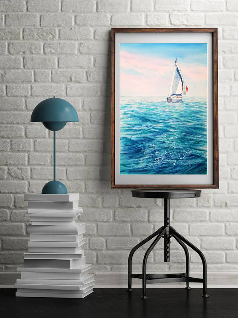 Original Fine Art Yacht Painting by Svetlana Lileeva