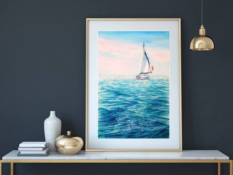 Original Fine Art Yacht Painting by Svetlana Lileeva