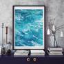 Ocean water and wave #4 Original paints Fine art watercolor Painting by Svetlana Lileeva
