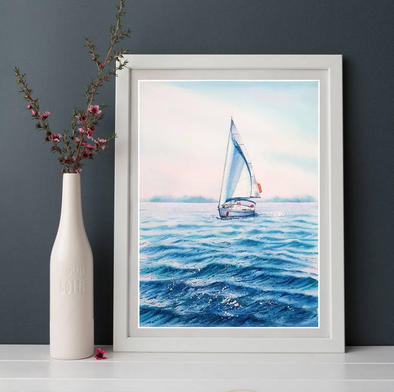 Original Realism Yacht Painting by Svetlana Lileeva