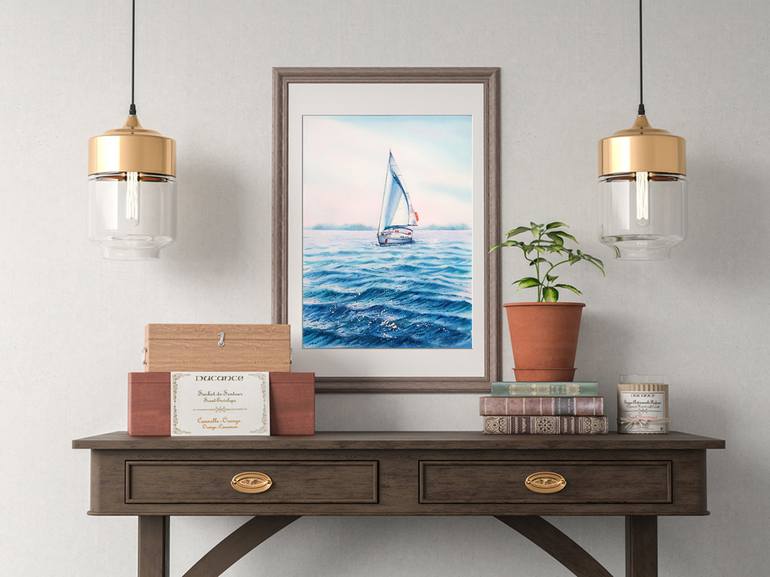 Original Realism Yacht Painting by Svetlana Lileeva