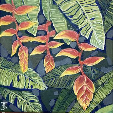 Original Abstract Botanic Painting by Nina Jayasinghe
