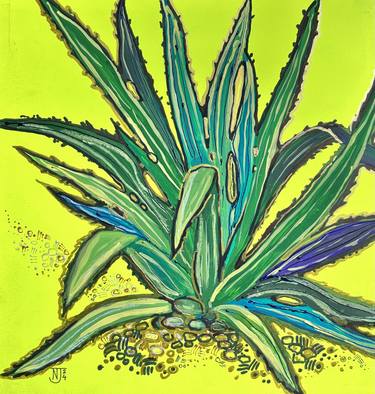 Original Abstract Botanic Mixed Media by Nina Jayasinghe