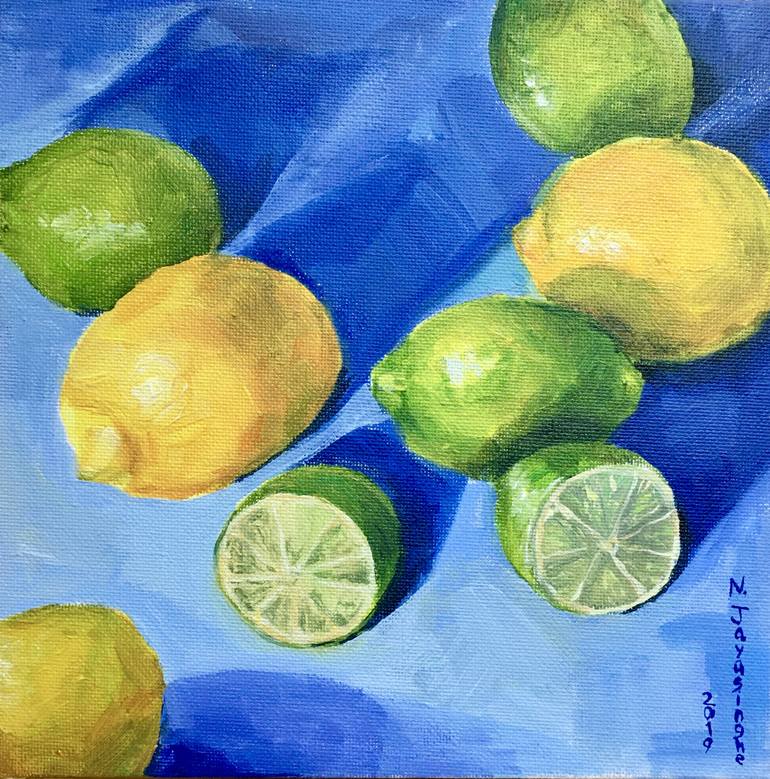 Lemons and limes Painting by Nina Jayasinghe | Saatchi Art