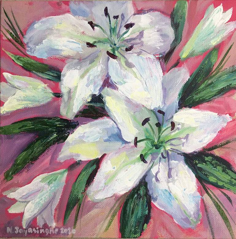 White Elegance Painting By Nina Jayasinghe 