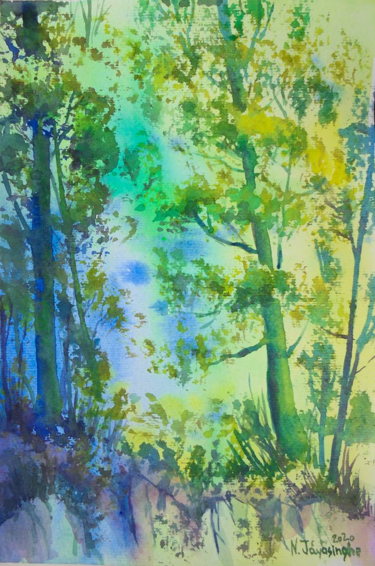 Green forest Painting by Nina Jayasinghe | Saatchi Art