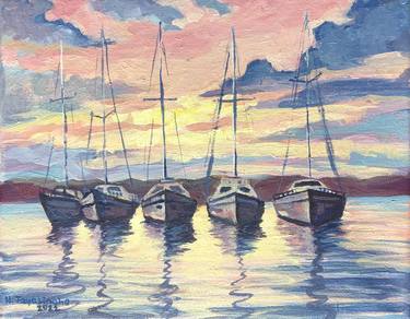 Print of Impressionism Sailboat Paintings by Nina Jayasinghe