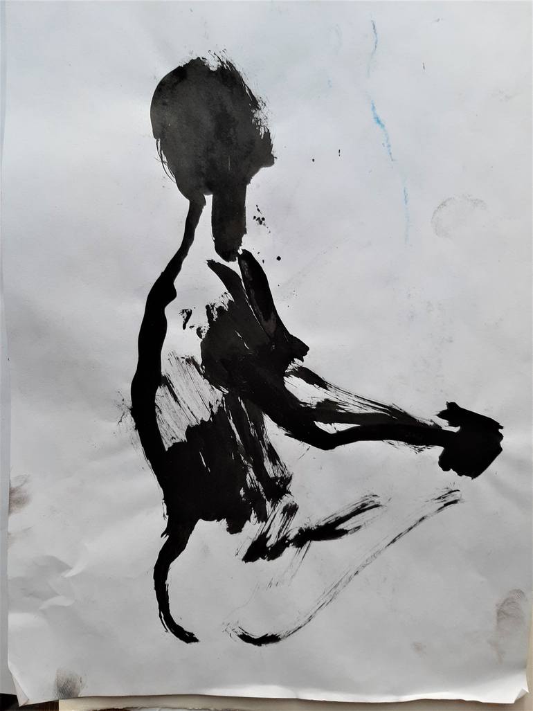 Original Abstract Body Drawing by Olga Kuzminskaya