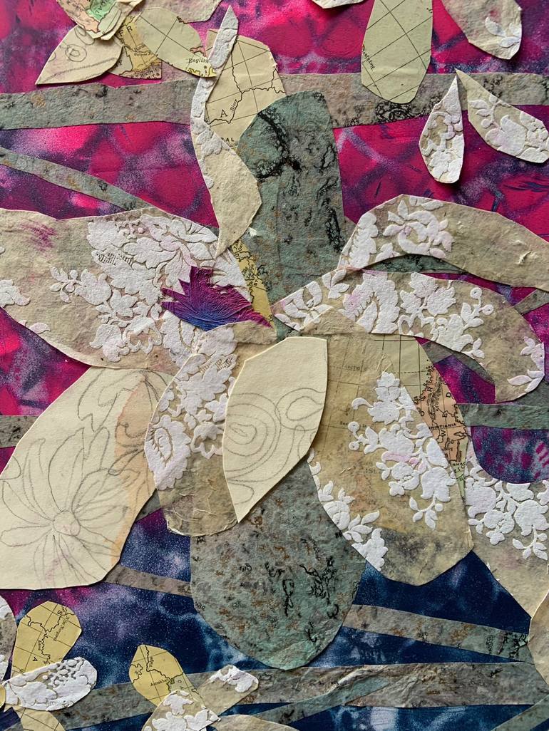 Original Impressionism Botanic Collage by Rebecca Darlington