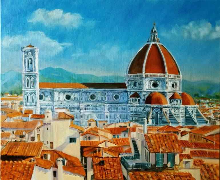 Florence. Cathedral of Santa Maria del Fiore. Cityscape painting ...