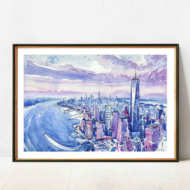 Original Fine Art Architecture Painting by Helen Denisevich