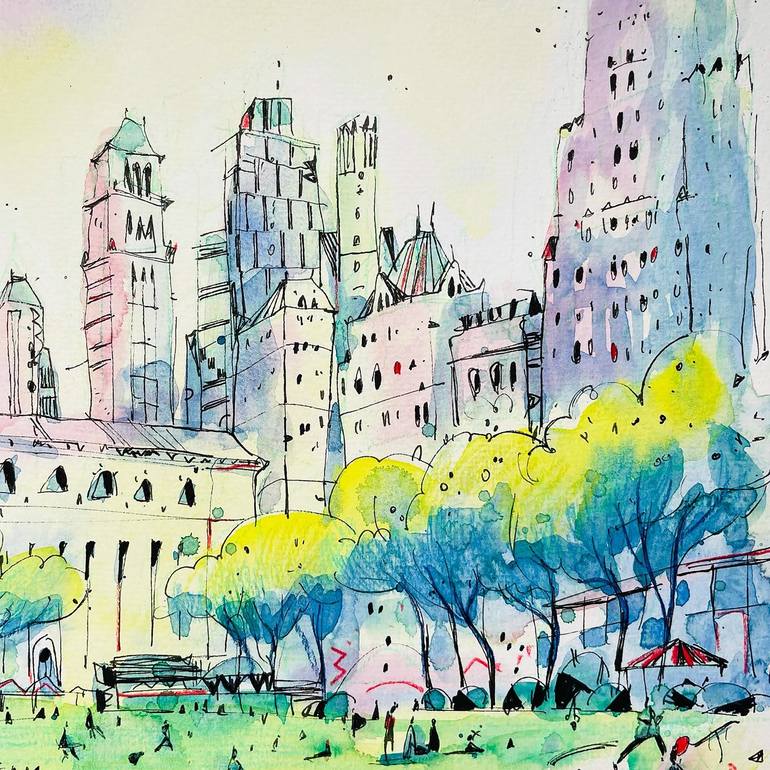 Original Architecture Painting by Helen Denisevich