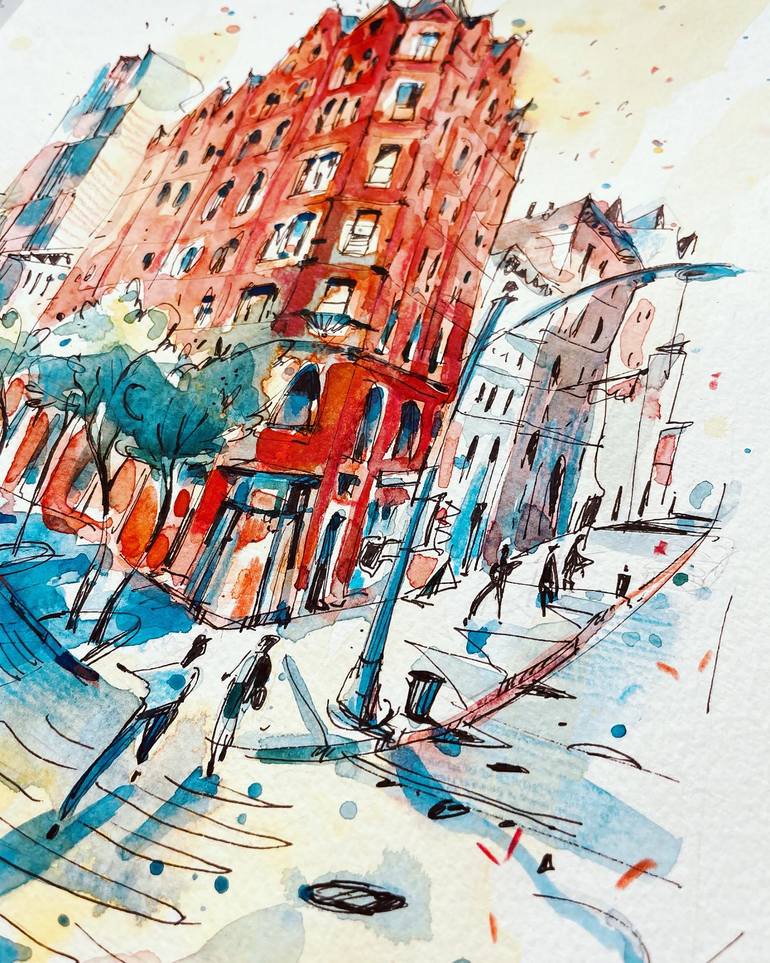 Original Illustration Architecture Painting by Helen Denisevich