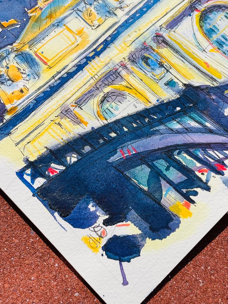 Original Illustration Architecture Painting by Helen Denisevich