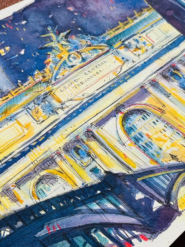 Original Illustration Architecture Painting by Helen Denisevich
