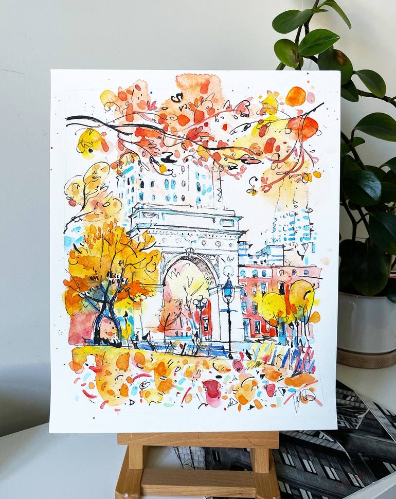 Original Architecture Painting by Helen Denisevich