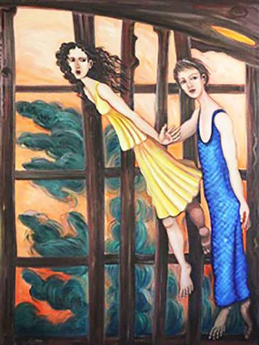 Original Figurative Love Paintings by María Teresa Cornejo y Martínez