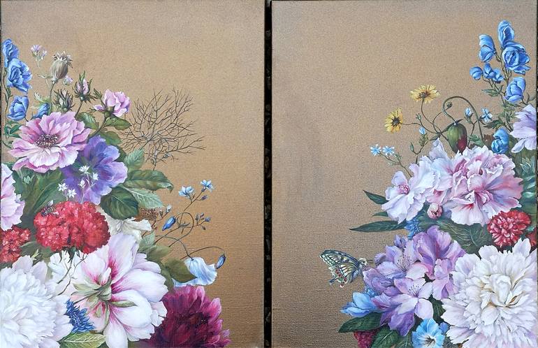 Original Floral Painting by Tatiana Zhuravleva