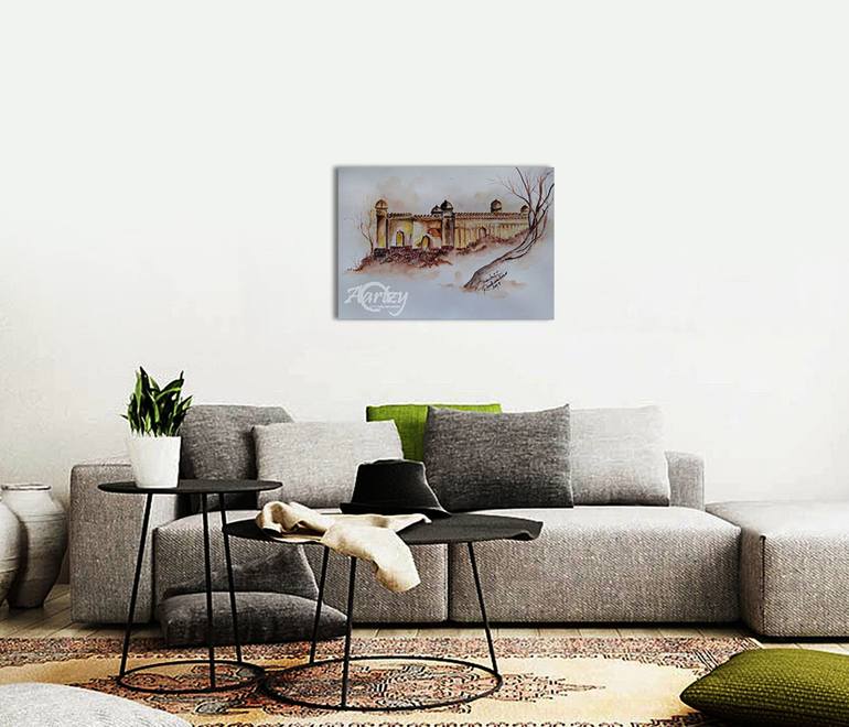 Original Art Deco Landscape Painting by Swendrini Gunasekara