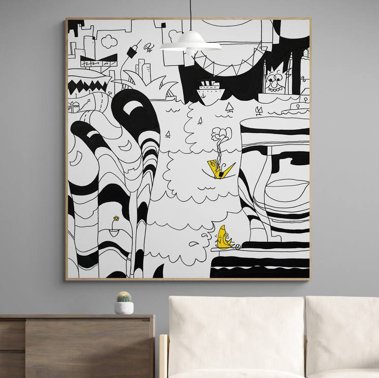 Original Abstract Dogs Painting by PEZ Art