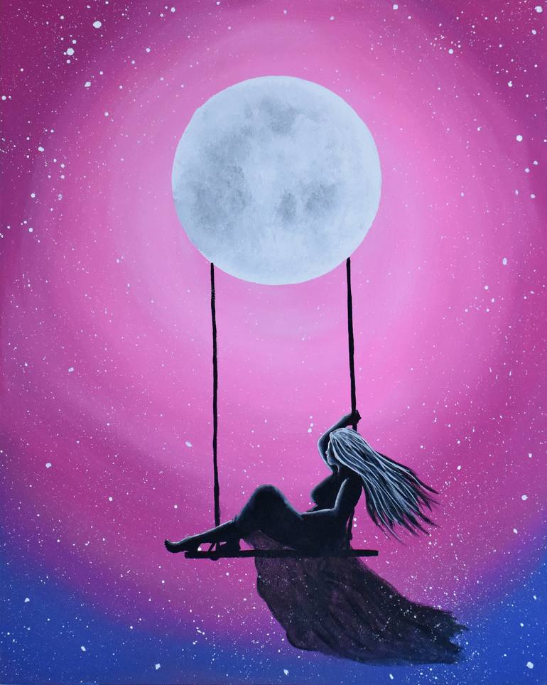 Swinging From The Moon Painting By Brady Nielson Saatchi Art