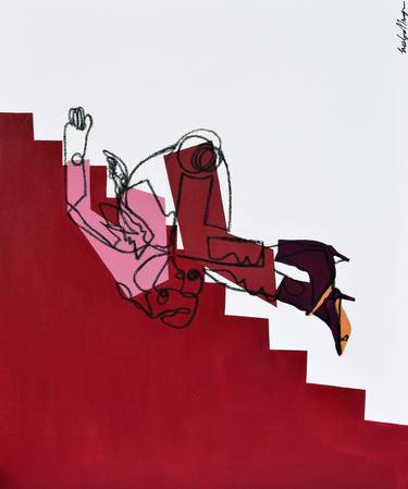 Saatchi Art Artist Evelyn Morgan; Paintings, “My Fear of Falling Down the Stairs” #art