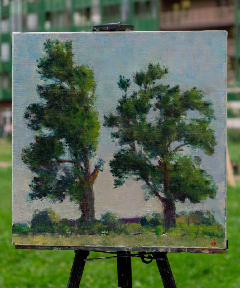 Original Impressionism Tree Painting by Anastasiia Borodina