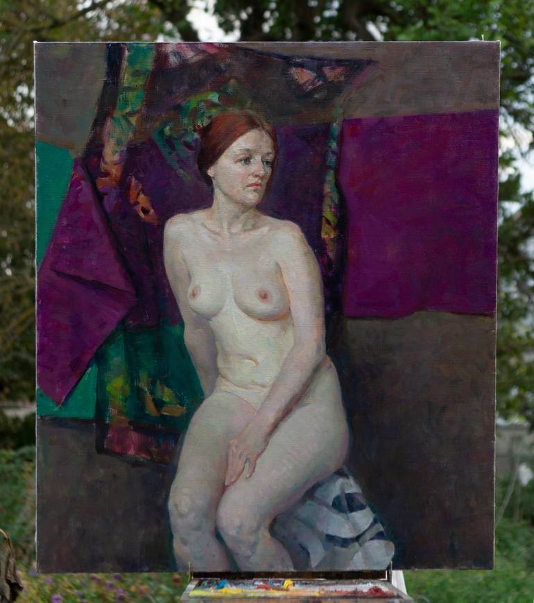 Original Figurative Nude Painting by Anastasiia Borodina