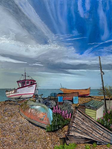 Deal Boats on the Beach Giclee Limited Edition print thumb