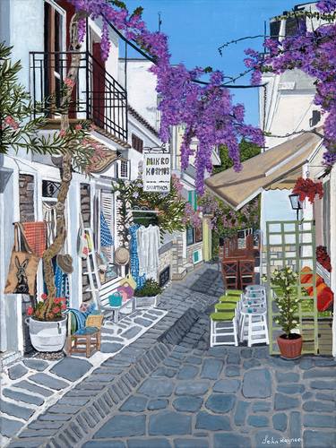 Alexandras Shop Skiathos Town Limited Edition Giclee Print thumb