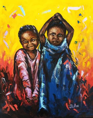 Print of Expressionism Children Paintings by Ernest Larbi Budu