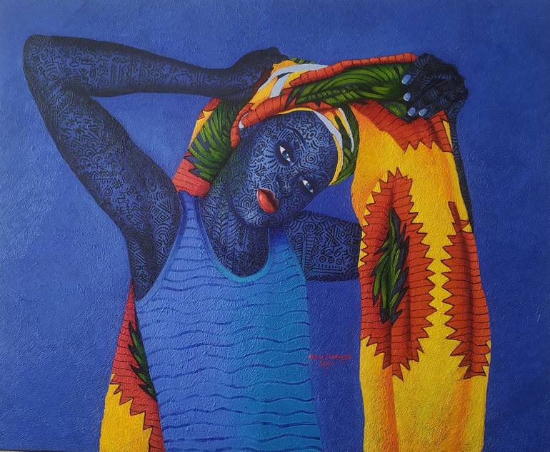 Original Contemporary Women Paintings by Obiora Ekeanozie Echekwube