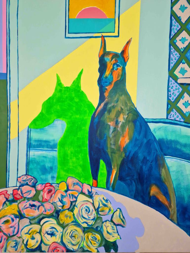 Original Pop Art Dogs Painting by Serena Singh