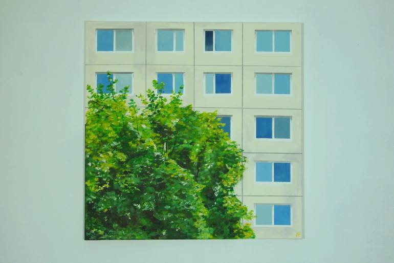 Original Documentary Architecture Painting by Petra Klepcova