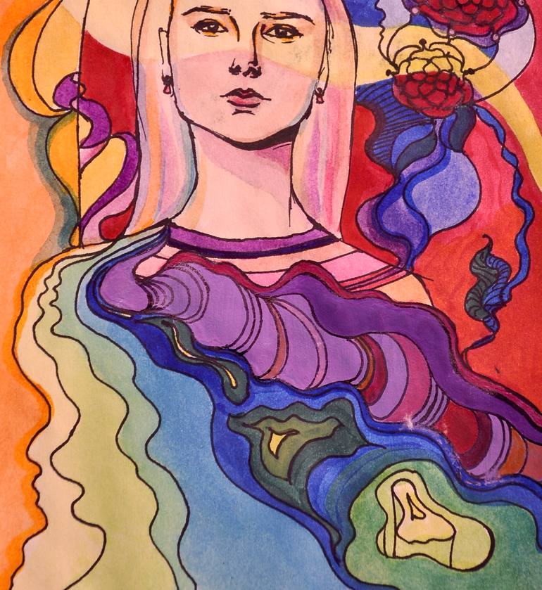 Original Abstract Expressionism People Drawing by Daria Khmyzova