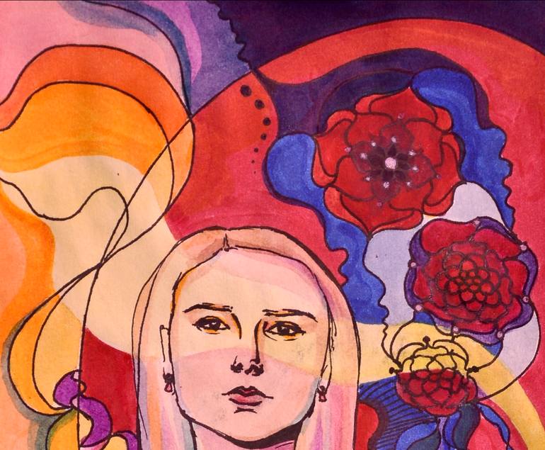 Original Abstract Expressionism People Drawing by Daria Khmyzova