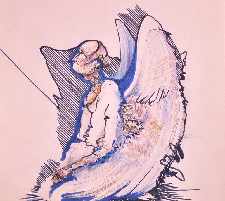 Original Abstract Expressionism Fantasy Drawing by Daria Khmyzova