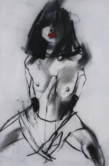 Print of Expressionism Erotic Drawings by Linet ANDREA