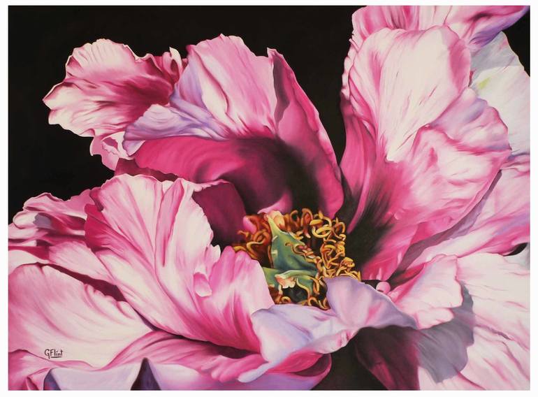 PINK PEONY Painting by Glenys Flint | Saatchi Art