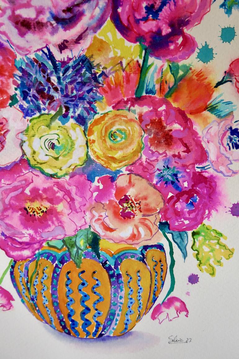 Original Floral Painting by SILVIA SIERRA SANCHEZ
